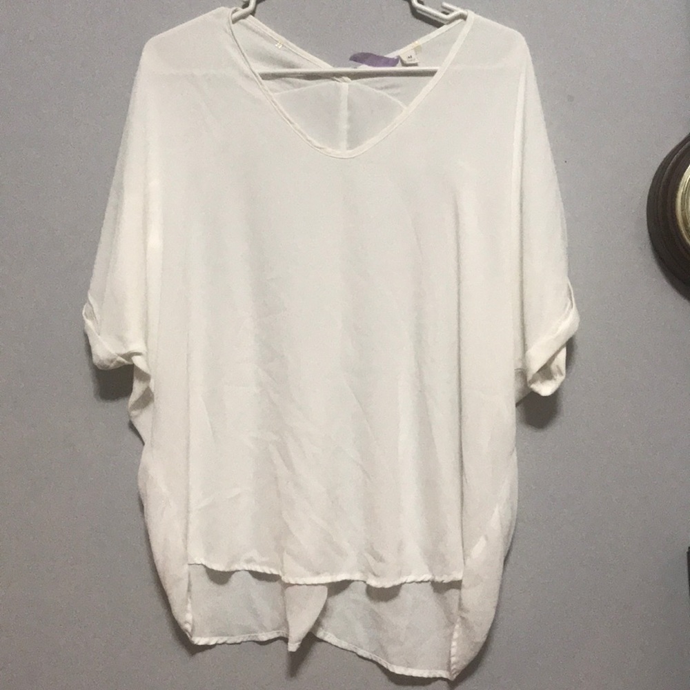 Semi Sheer Dolman Sleeve Blouse